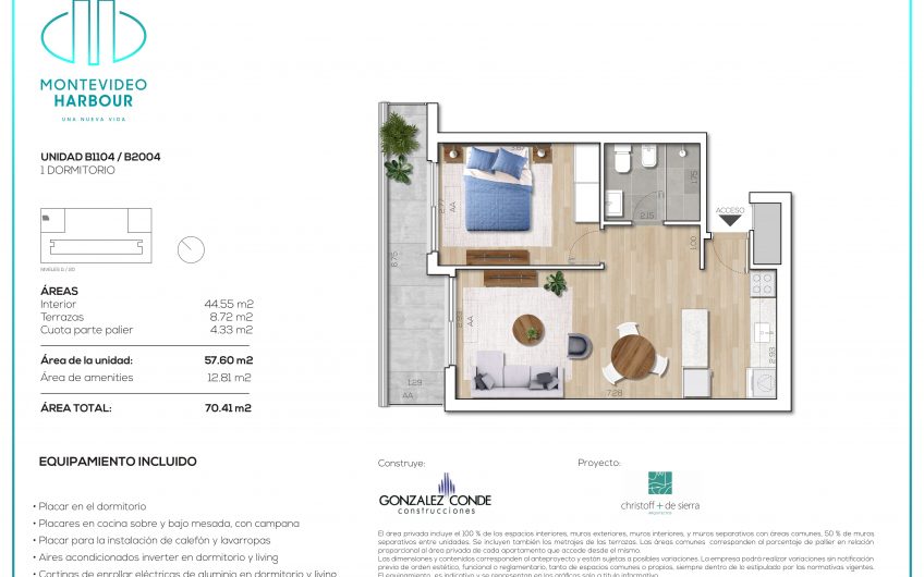 Montevideo Harbour, apartamentos de 1 dormitorio, consulte opciones